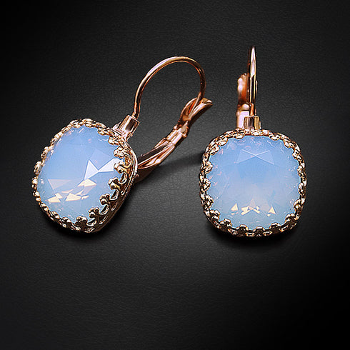 Auskarai "Vintāžš V (Oro Mėlynas Opalas)" su Swarovski™ kristalais